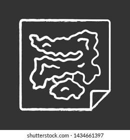 Game map chalk icon. Virtual video, computer strategic worldmap. Player location. Game world scheme, navigation. Cybersport. Isolated vector chalkboard illustration