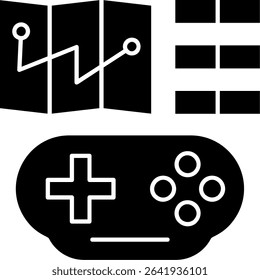 Game Map Glyph Vector Icon Design