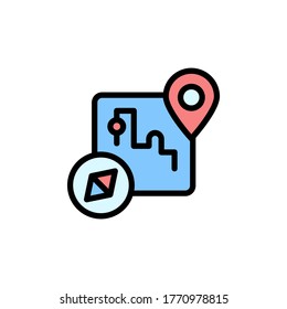 Game map icon. Simple color with outline vector elements of video game icons for ui and ux, website or mobile application