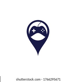Game map pin shape concept Logo Design Template. Stick Game Icon Logo.	