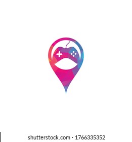 Game map pin shape concept Logo Design Template. Stick Game Icon Logo.	