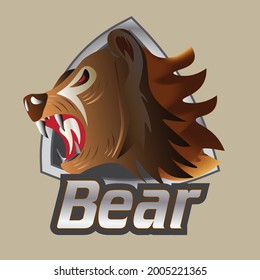 Game mascot logo. Angry bear head mascot