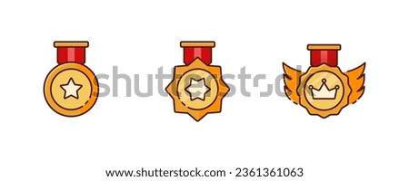 Game medals rating icons. Level results vector icon design for game, ui, banner, design for app, interface, game development. 1,2,3 place icon