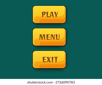 Interface dos botões do menu de jogo. jogo, menu, sair do design da interface do usuário do botão de jogo. vetor