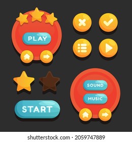 Game menu scene for status of money, power, and collectible items. It can be used for all types of games such as adventure, racing, RPG, shooting games and other types of games. vector illustration
