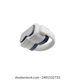 Game metaverse. 3D render virtual reality glasses. View from below. Augmented reality. Volumetric space. Virtual learning and exploration of the world. Vector illustration isolated on white background