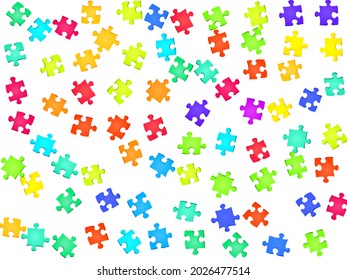 Game mind  breaker jigsaw puzzle rainbow colors pieces vector background  Group puzzle pieces isolated white  Strategy abstract concept  Game   play symbols 