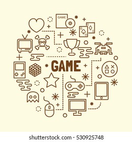 Game Minimal Thin Line Icons Set, Vector Illustration Design Elements