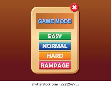 Game mode menu asset vector