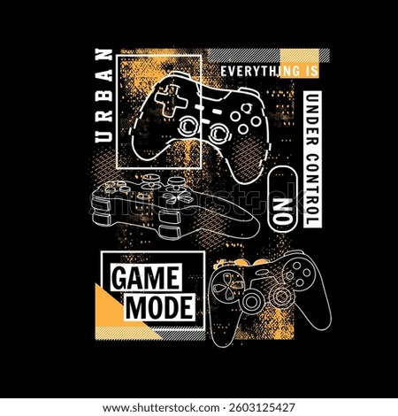 Game Mode On joy stick game pad grunge splatter graphic tee