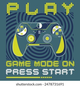 GAME MODE ON PRESS START boys graphic t shirts vector designs and other uses.