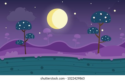 Game modern style background with mushroom night