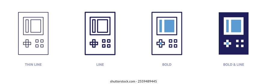 Game modes icon in 4 different styles. Thin Line, Line, Bold, and Bold Line. Duotone style. Editable stroke.