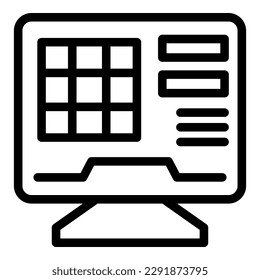 Game monitor icon outline vector. Chess board. Computer bet