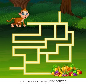 Game monkey maze find their way to the fruit