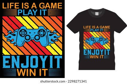 Game motivational quote workout Slogan good for T-Shirt design vector. poster print Typography shirt design. Trendy, apparel, Gaming, retro T-Shirt Design. illustration black background t-shirt design