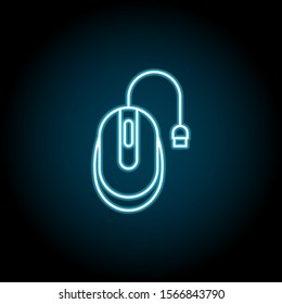 Game, mouse blue neon icon. Simple thin line, outline vector of esport icons for ui and ux, website or mobile application