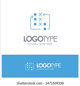 Game, Move, Strategy, Tactic, Tactical Blue Solid Logo with place for tagline