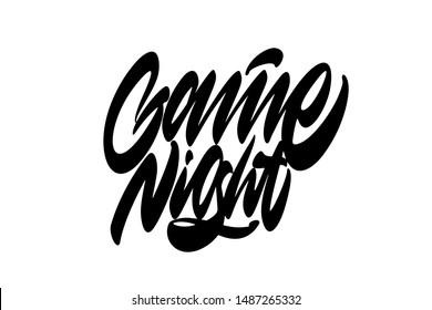 Game night. Handwritten vector lettering design. Vector calligraphy illustration isolated. Typography for banners, badges, postcard, t-shirt, prints, posters.