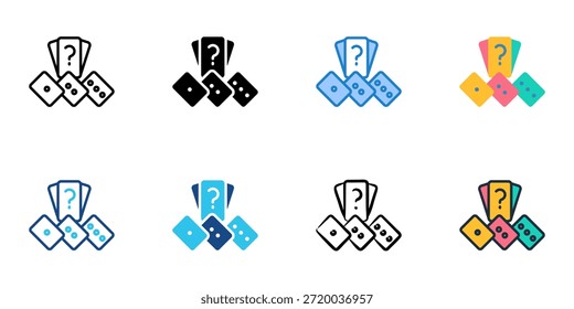 Game night icons set multiple style collection. Editable stroke 
