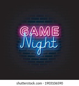 Game Night Neon Signs Style Text Vector