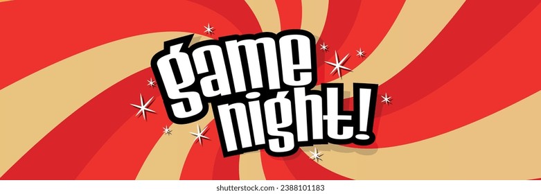 Game night on radial stripes background