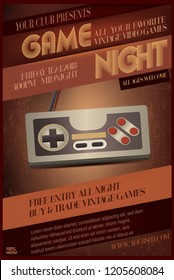 Game Night Party Invitation & Flyer& Layout With Game Controller On Grunge Background. Vector EPS 10. Realistic Joystick & Video Game Console Controller. To See Similar, Please VISIT MY PORTFOlIO.