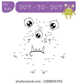 Un juego con números, un juego educativo punto a punto para niños, monstruos de dibujos animados, extraterrestres. Ilustración vectorial en fondo blanco