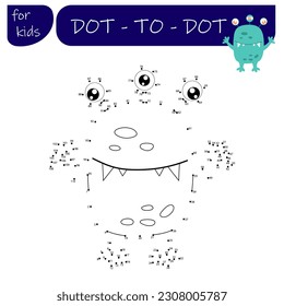 Un juego con números, un juego educativo punto a punto para niños, monstruos de dibujos animados, extraterrestres. Ilustración vectorial en fondo blanco