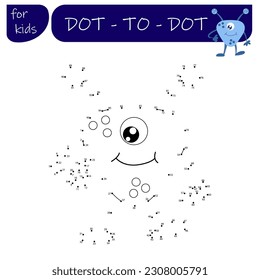A game with numbers, a point-to-point educational game for children, cartoon monsters, aliens. Vector illustration on a white background