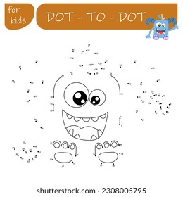 A game with numbers, a point-to-point educational game for children, cartoon monsters, aliens. Vector illustration on a white background