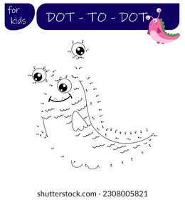 A game with numbers, a point-to-point educational game for children, cartoon monsters, aliens. Vector illustration on a white background