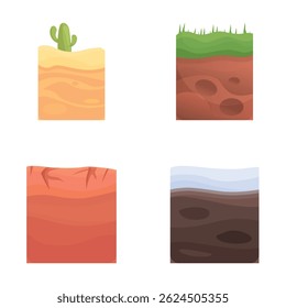 Iconos del objeto del juego fijados Vector de la historieta. Video Elemento de diseño del juego. Concepto de entretenimiento