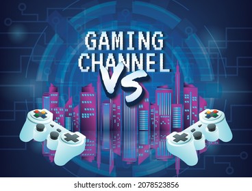 game objects on blue background
