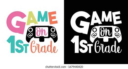 Game On 1st Grade Printable Vector Illustration