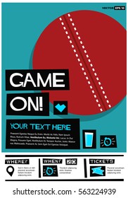 Game on! (Flat Style Vector Illustration Cricket Poster Design) Event Invitation with Venue, Time and Ticket Details