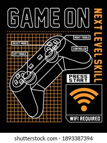 Game On. Gamer. Joystick, Boys Graphic Tees Vector Designs And Other Uses