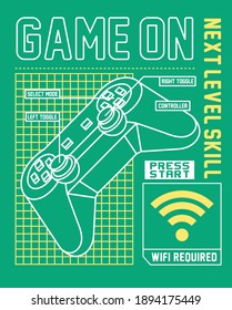 game on. gamer. joystick, boys graphic tees vector designs and other uses