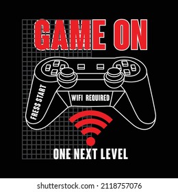 game on. gamer. joystick, boys graphic tees vector designs and other uses