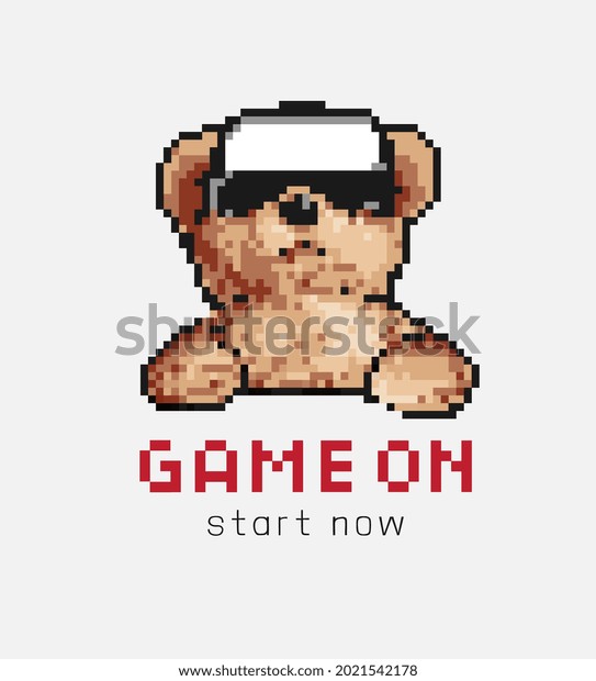 Game On Slogan Bear Toy Vr Stock Vector Royalty Free 2021542178