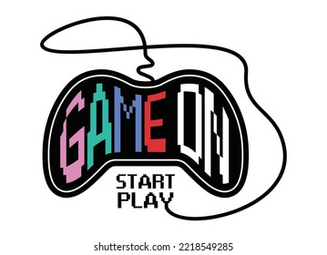 Game on start play, typography graphic design, for t-shirt prints, vector illustration