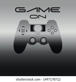 Game on text, metal effect controller and backround.