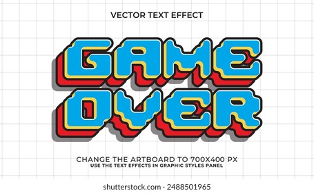 game over 3d editable vector text effect. trendy style text effect