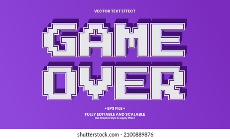 Game Over 3D Text Effect. Pixel Text Effect Template With 3d Style Use For Title, Headline, Logo And Business Brand