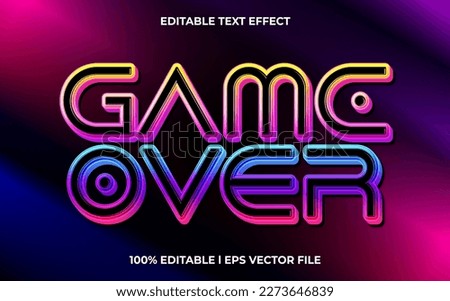 Game over 3d text effect and editable text, template 3d style use for games tittle