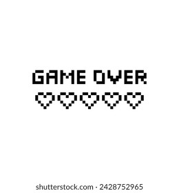 game over 8 bit icon vector pixel text