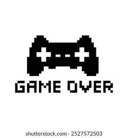 game over 8 bit icon vector pixel text