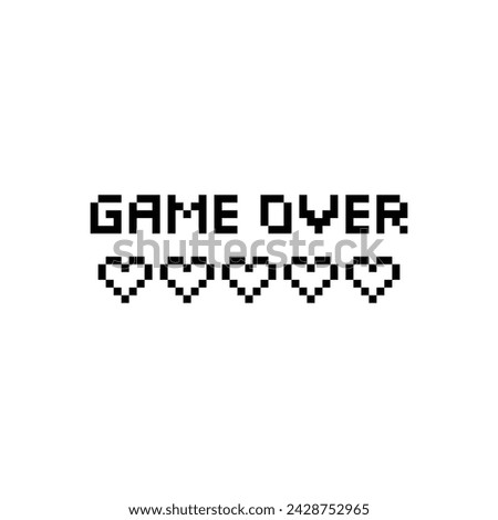 game over 8 bit icon vector pixel text