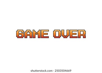 Game Over. 8 bit game. retro game on white background.