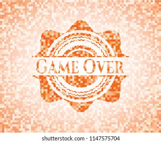Game Over abstract emblem, orange mosaic background